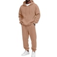 thumbnail image 3 of CCRFTGI Men's Sweatsuit 2 Pieces Set Hoodie Sweatshirt & Sweatpants Set Casual Jogging Suits for Men Camel S, 3 of 6