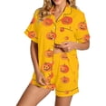 thumbnail image 3 of Halloween Pajamas Women Casual Short Sleeve Shirt Shorts Summer Fall Relaxed 2 Piece Pajama Sets for Women 2 Piece Yellow S, 3 of 5