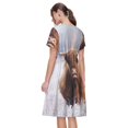 thumbnail image 2 of Bixox Robe d'Été à Manches Courtes pour Femmes Robe Ample Longueur Genou avec Poches-Vache, 2 of 7