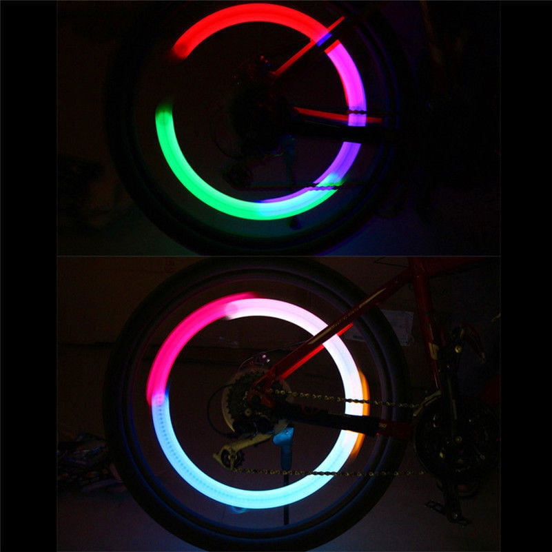 Bike Car Motorcycle Wheel Tire Tyre Valve Cap Flash Night LED Light Spoke Lamp