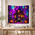 thumbnail image 5 of Crooked Cottage with Black Cat and Potions, Whimsical Fantasy for Halloween Fans, Spooky Forest Wall Art, Halloween Gift, Tapestry Wall Hanging for Bedroom and Living Room, 5 of 7