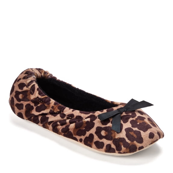 Dearfoams Women's Layla Ballerina Slipper Genuine Suede Outsole Ballet Flat