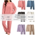 thumbnail image 3 of lcziwo Womens Fleece Pajama Sets Winter Warm Fuzzy Ribbed Sleepwear Comfy Soft Fluffy Pjs 2 Piece Loungewear Plush OutfitsKhaki,Free Size, 3 of 10