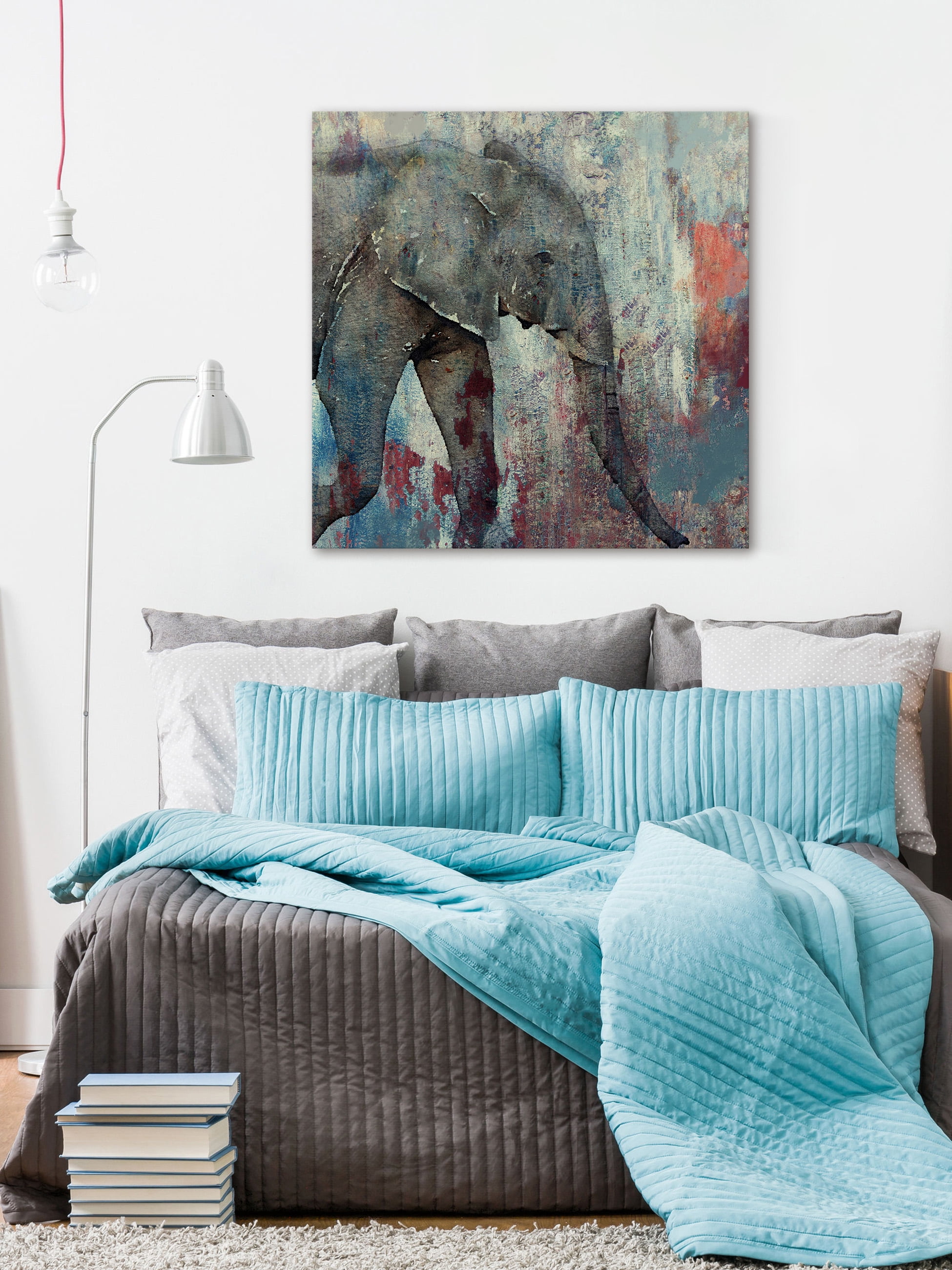 "Charging Elephant" Painting Print on Wrapped Canvas