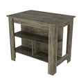 thumbnail image 5 of Cterwk Kitchen Island with 3 Shelves, Wood Top Kitchen Table for Dining Room, Living Room, Brown, 5 of 5