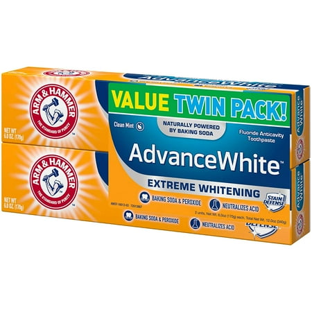 ARM & HAMMER Advance White Baking Soda & Peroxide Toothpaste, Extreme Whitening 4.3 oz Pack of 2