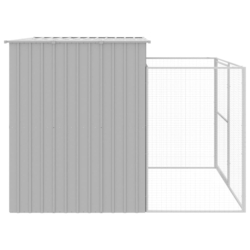 vidaXL Dog House with Run Light Gray 84.3"x99.6"x71.3" Galvanized Steel
