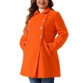 thumbnail image 4 of Agnes Orinda Women's Plus Size Winter Coats Double Breasted Peacoat Outerwear Jackets 2X Orange, 4 of 6
