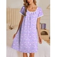 thumbnail image 3 of Ekouaer Nightgowns for Women Short Sleeve Moo Moos Ladies House Dress with Pockets Pleated Sleepshirts Soft Sleepwear, 3 of 6