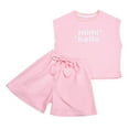 thumbnail image 4 of ZRBYWB Girls Summer Outfits Girl's 2 Piece Outfits Sleeveless Crew Neck Tops And Shorts With Pockets Casual Summer Shorts Sets Cute Clothes Fashion, 4 of 9