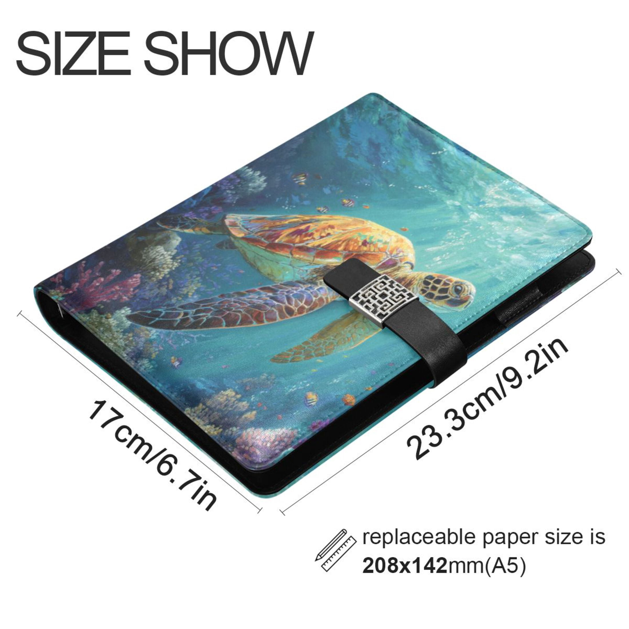 Leather Planner Leather Notebook Notebook Journal Binder Design Pen Pocket Design Convenient for Storage Beautiful Sea Turtle