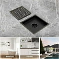 thumbnail image 7 of ELLO&ALLO 6 Inch Square Shower Floor Drain with Flange, Removable Quadrato Pattern Grate, SUS 304 Stainless Steel, Matte Black, 7 of 7