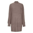 thumbnail image 5 of NSLGXD Sweater Dresses for Women Casual Mock Neck Long Puff Sleeve Soft Knitted Bodycon Pullover Mini Sweater Dress Solid Warm Ribbed Knit Tunic Dress, 5 of 6