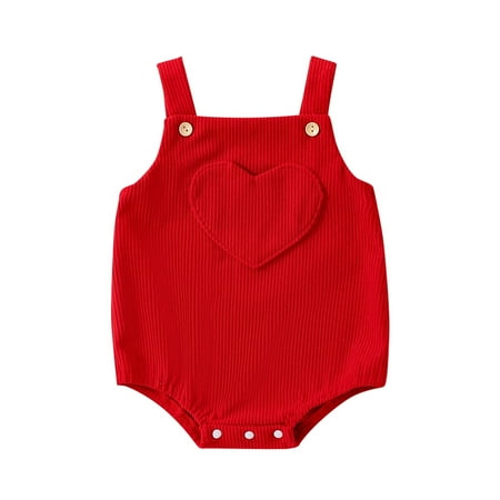

Guang Cong Baby Toddler Girls Rompers Children Clothes Valentines Day Baby Sleeveless Jumpsuits Heart Print Pocket Corduroy Overallss Sizes 6-12 Months