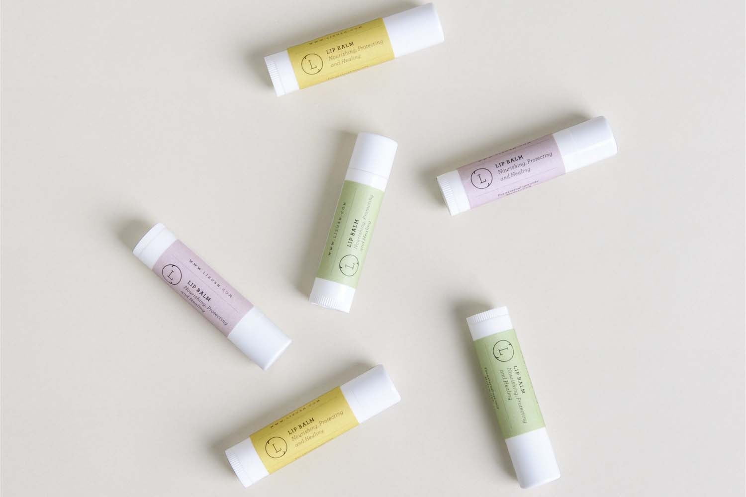 Lizush - Lip Balm, Set of 3 Natural Unscented Lip Balms