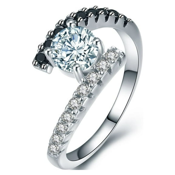 Kylie Engagement Ring Bridal Sterling Silver Black Cz Womens Ginger Lyne Collection