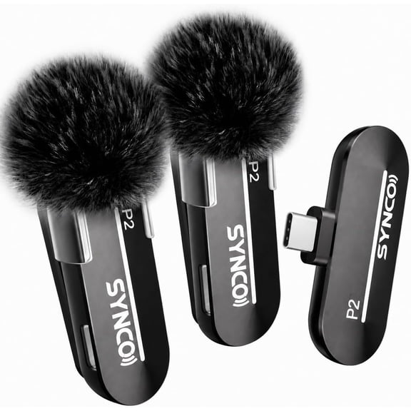 SYNCO P2XT Wireless Lavalier Microphone, USB-C Wireless Microphones for iPhone 15/16/17, Andriod Phone,2 Lapel Mics for Tiktok, Youtube, Streaming
