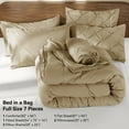 thumbnail image 5 of SONORO KATE Full Comforter Set, 7 Pieces Bedding Sets for All Season, Bed in a Bag with Pleated Comforter - Flat Sheet & Fitted Sheet - Pillowcases & Shams, Beige, 5 of 6