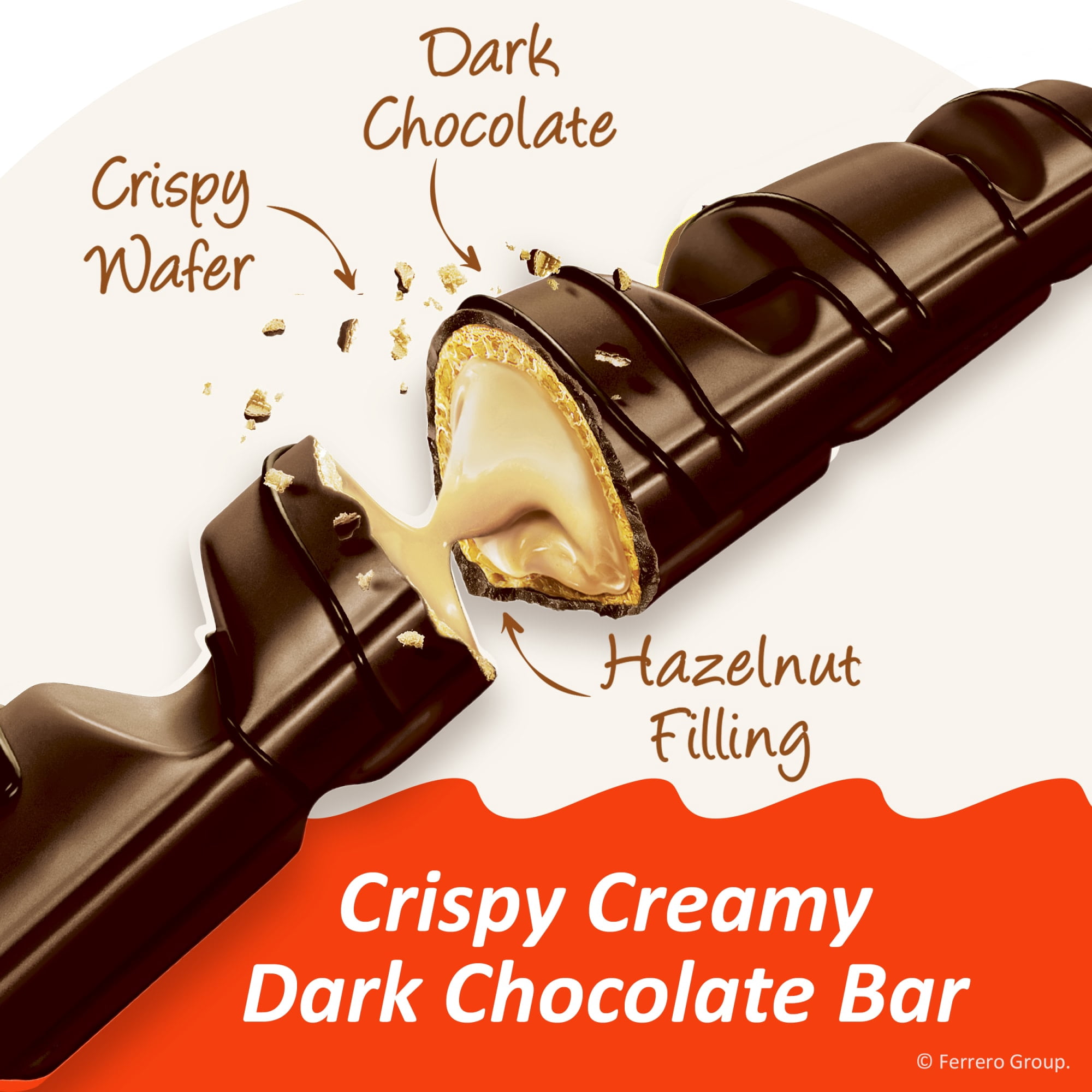 Kinder Bueno Dark Chocolate Bars with Creamy Hazelnut Filling, Chocolate Candy Bars for Game Day, Football Party Supplies, Snacks for Adults, 2 Per Pack, 1.5 oz. Per Pack