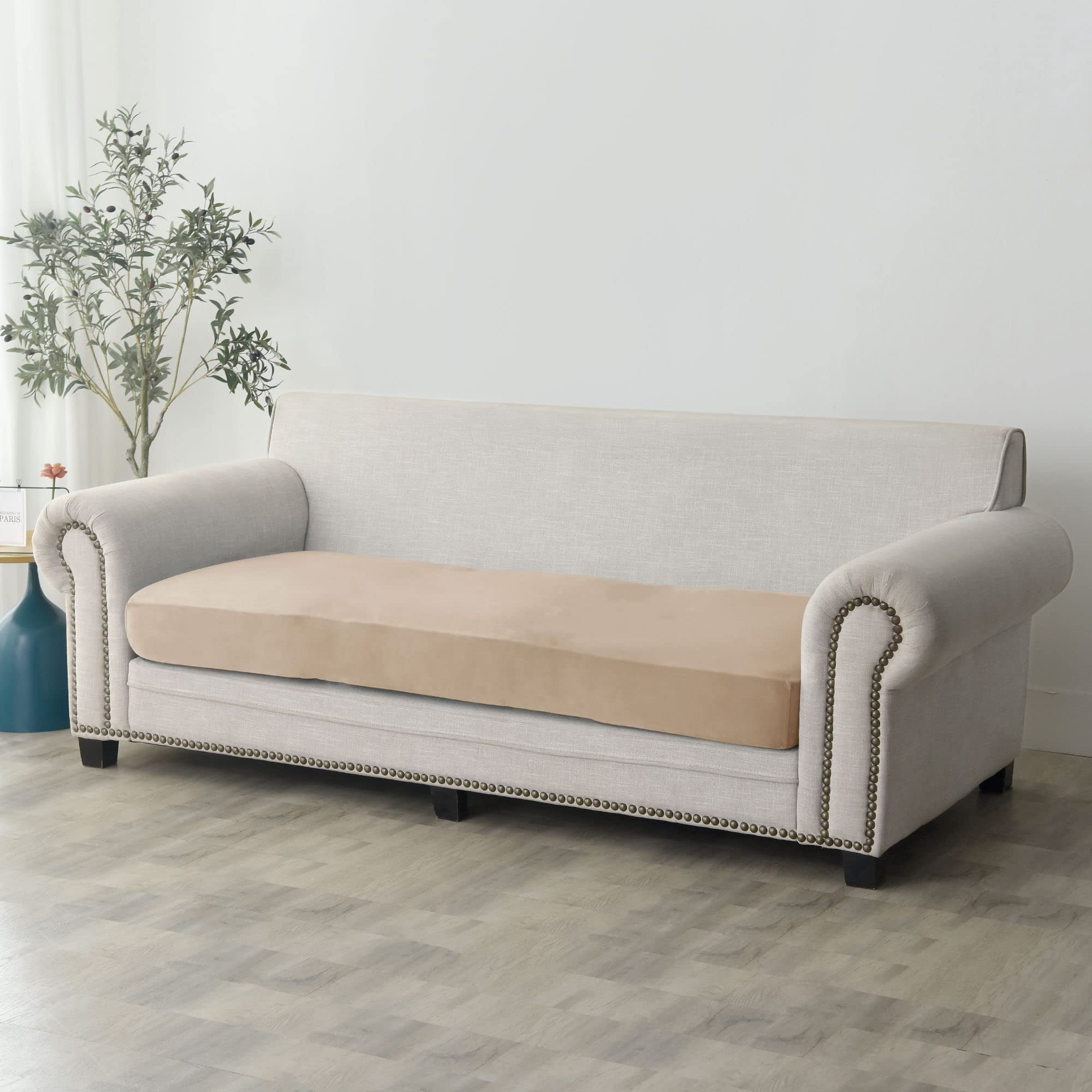Velvet Sofa Seat Cushion Covers, Sofa Cushion Covers Stretch Couch Cushion Cover Soft with Elastic Bottom Sofa Seat Cover for Chair Sofa-Peacock blue-3-seater