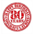 thumbnail image 3 of 80th Birthday Duvet Cover Set, Happy Birthday Print Retro Grunge Stamp for 80 Years Old Image Print, Decorative 3 Piece Bedding Set with 2 Pillow Shams, Queen Size, White Red, by Ambesonne, 3 of 3