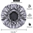 thumbnail image 2 of Shower Cap for Women Reusable Waterproof Luxury Silk Lined Shower Cap Washable & Adjustable Extra Large Satin Lined Shower Cap for Long Hair Gray, 2 of 5