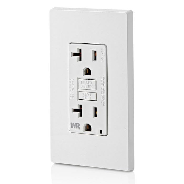 leviton gfwr2-w self-test smartlockpro slim gfci weather-resistant receptacle with led indicator, 20 amp, white