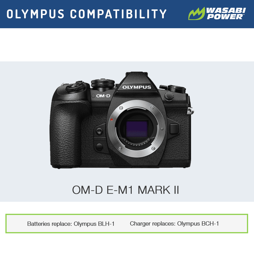 for E-M1 Mark II Fully Decoded Ex-Pro® Olympus BCH-1 BLH-1 LCD Go-Charge USB Charger with 1 x Ex-Pro® Olympus BLH-1-2450mAh Batteries
