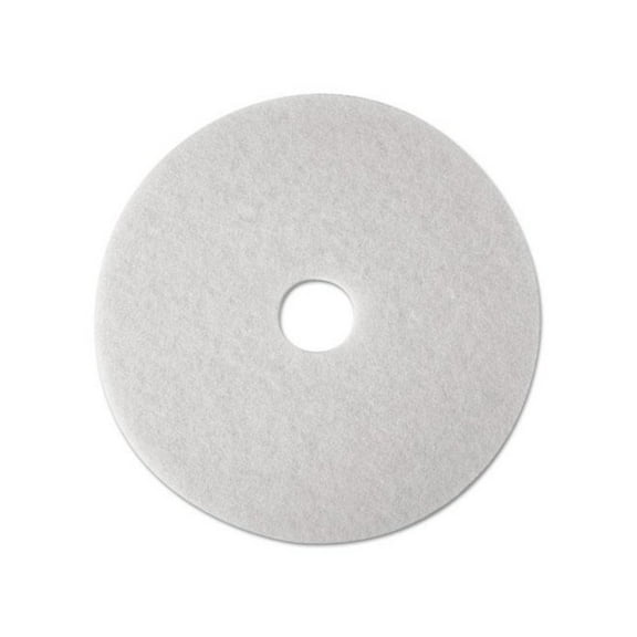 3M Super Polish Floor Pads 4100, 27" Diameter, White, 5/Carton