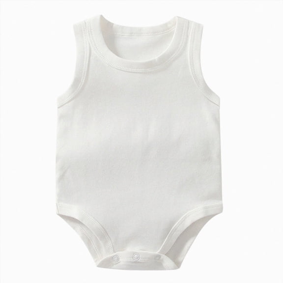 WUANDIXFA Baby Boy Summer Clothes 3 6 9 12 18 24 Months Cotton Cute Sleeveless Romper Summer Style, Infant Outfits Cute Baby Boy Outfits Baby Jumpsuit Baby Clothing,White,12-18 Months
