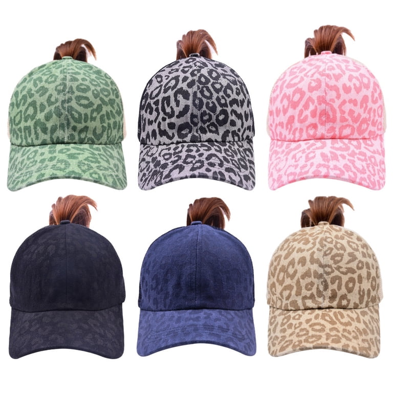 High Ponytail Hat Womens Leopard Print Baseball Cap Dad  display picture 3