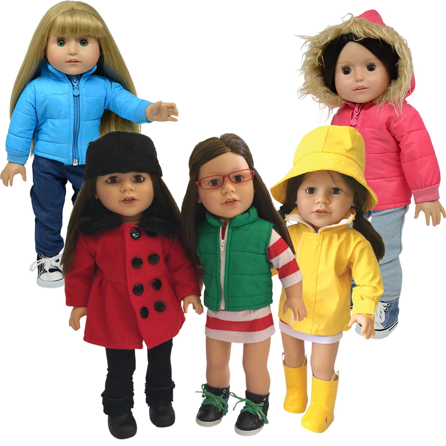 Fashion Doll Clothes White+Black Warm Cute Winter Clothes Jacket Coat and Trousers Outfit Accessories Set for 18 Inch American Girl Doll Accessories Girl Gift Toy