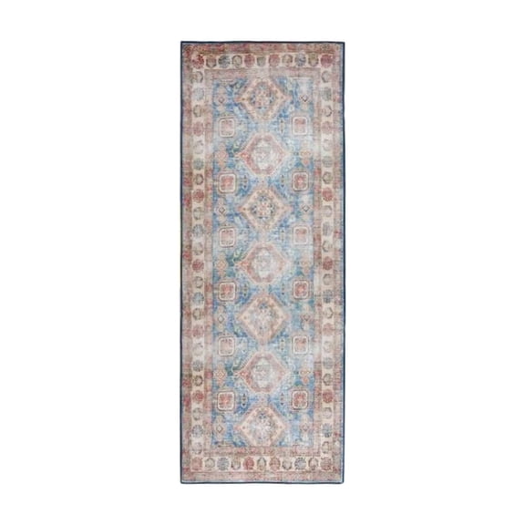 Nourison Fulton Vintage Non-Slip Flatwoven Indoor Rug Blue Ivory 1'10" x 5'