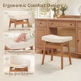 thumbnail image 7 of Carolayne Vintage Vanity Stool, Upholstered Non-Slip, Linen with Dark Natural Wood Legs, 7 of 7
