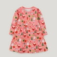 thumbnail image 2 of Generic Girls Winter Christmas Long Sleeve Dress Toddler Kids Baby Girls Christmas Long Sleeve Santa Reindeer Striped Princess Dress Ruffle Dress Kids Holiday Party Dress, 2 of 6