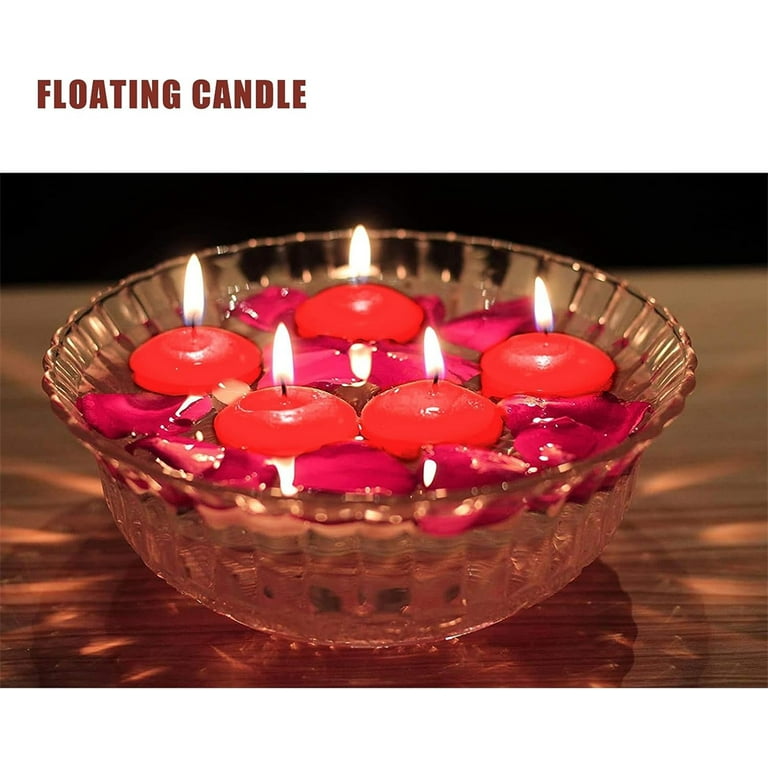 NOGIS 4 PCS Red Floating Candles, Unscented Dripless Wax Discs 1.8 Inch  Decorative Floating Candles Mini Candle Floating Discs for Centerpieces,