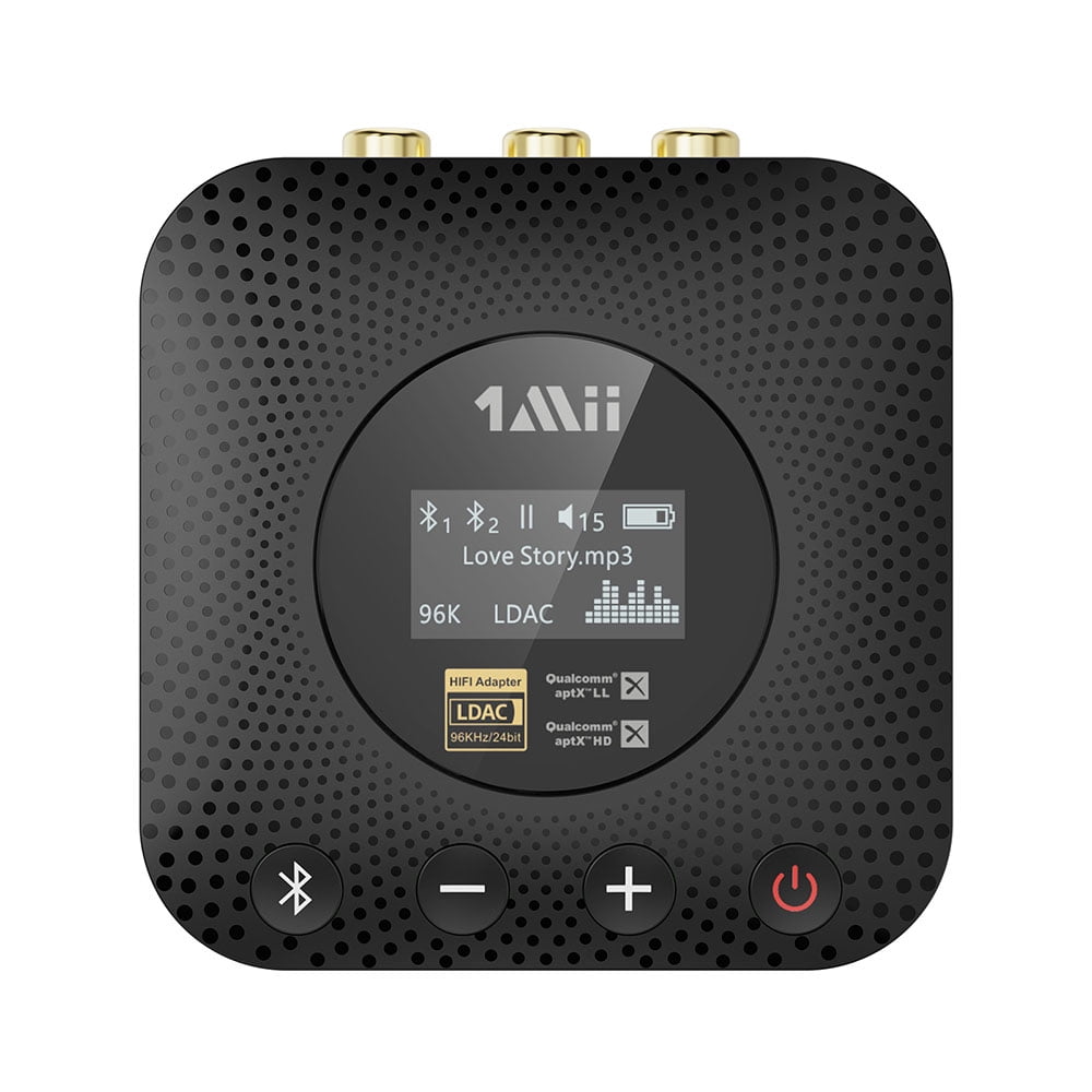 1Mii B06HD+ Hi-Res Bluetooth 5.1 Receiver, HiFi Wireless Audio Adapter w/LDAC aptX HD Volume Control OLED Display for Home Music Streaming Stereo System