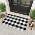thumbnail image 4 of Reversible Area Rug 70x110cm Farmhouse Floor Mat, Handwoven Washable Carpet Checkered Plaid Rug for Front Porch Living Room Kitchen Bedroom - Black White, 4 of 4