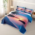 thumbnail image 3 of Erosebridal Sunset Beach Pattern Twin Quilt Set,Palm Boat Tropical Twin Coverlet Set For Boys,2 Pieces, 3 of 7