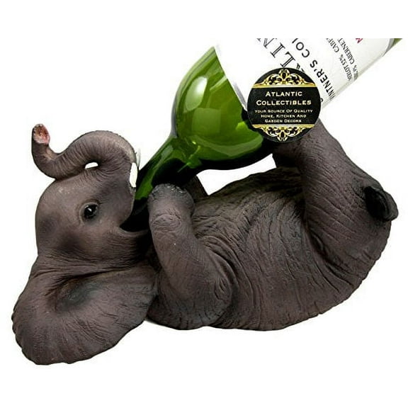 Atlantic Collectibles Safari Savannah Elephant Pachyderm Wine Bottle Holder Caddy Figurine