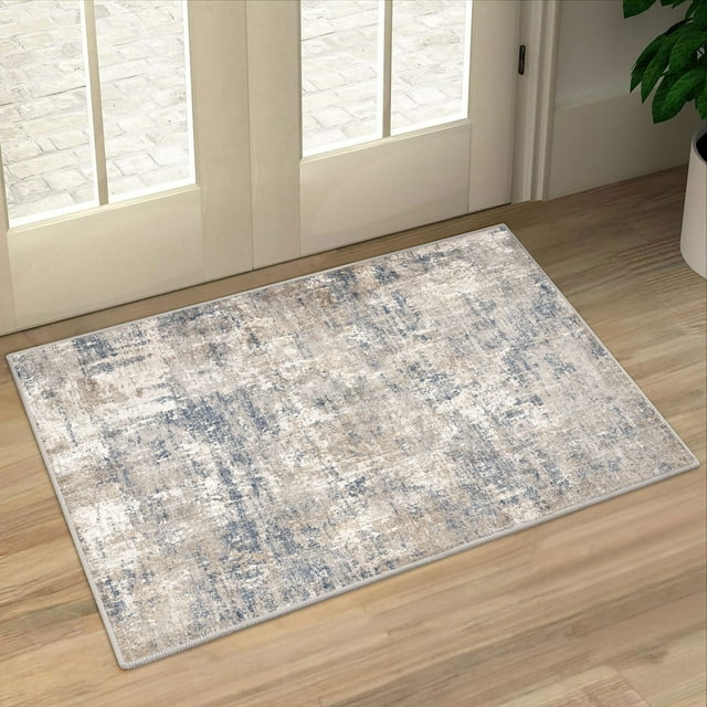 BERTHMEER 2'x3' Small Abstract Area Rugs for Entryway indoor Machine Washable Non-slip, Blue