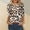 Khaki, variant on Women's 3/4 Sleeve Blouse Women's Fashion Three Quarter Sleeve Retro Round Neck Easter Printed Loose Tops Blouse