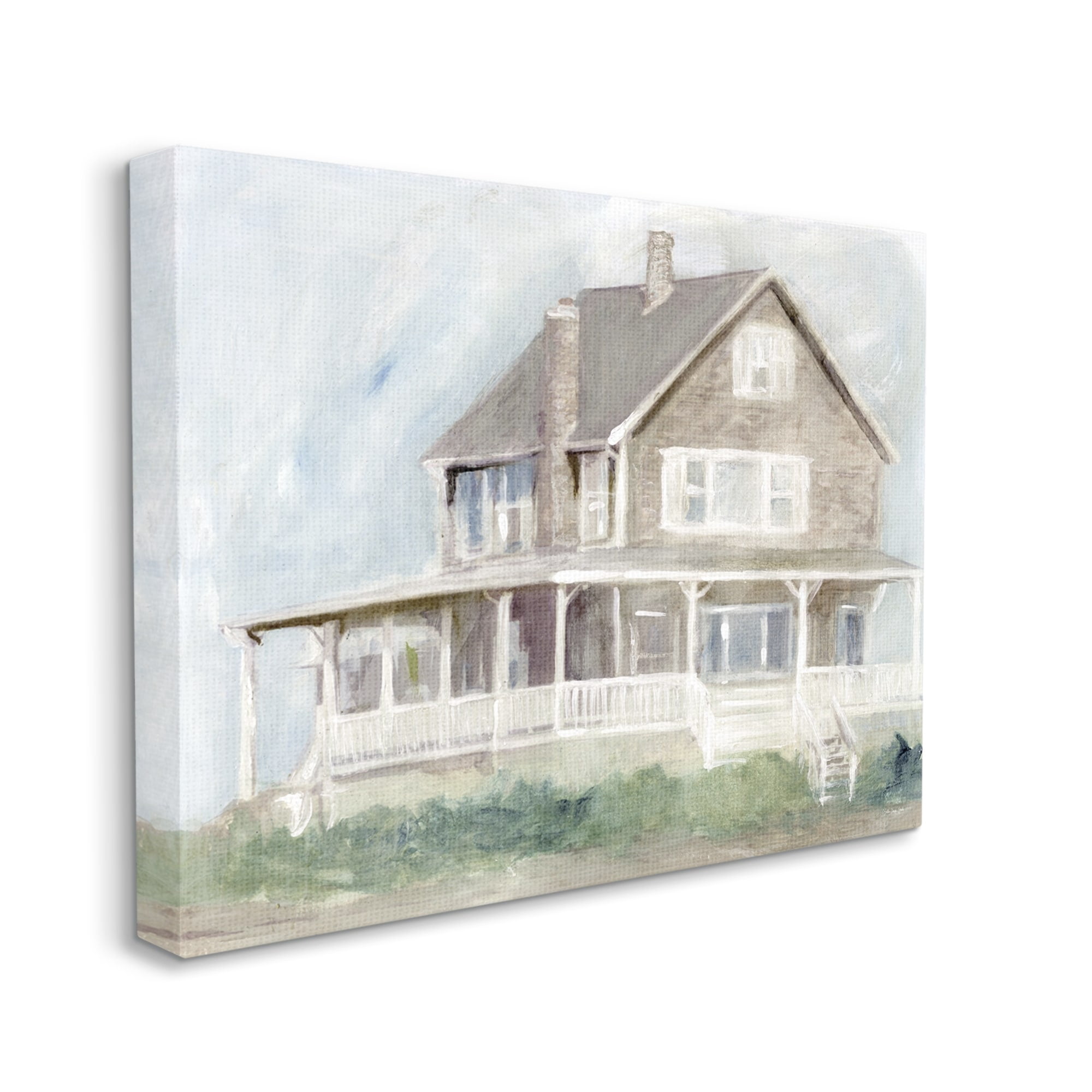 Stupell Cape House Porch View Landscape Painting Gallery Wrapped Canvas Print Wall Art