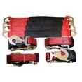 thumbnail image 2 of Qty 4 Axle Strap Tie Downs 24" Long & Qty 4 Ratchet Tow Straps Car Haulers | RED, 2 of 10