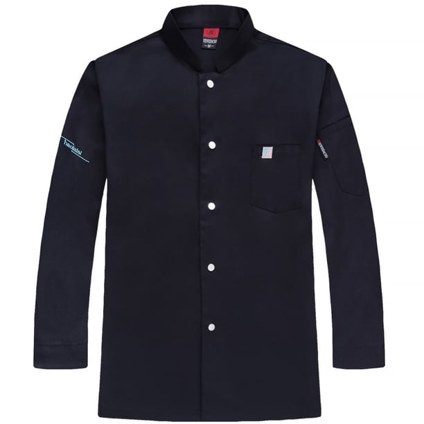 CHEF UNIFORM Uniform Cocina de manga larga Delantal con bolsillos delanteros Butters Professional Home Supplies Sweat Bands for Grill Restaurant Black XL kenally LF000324-03