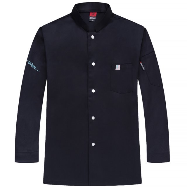 CHEF UNIFORM Uniform Cocina de manga larga Delantal con bolsillos delanteros Butters Professional Home Supplies Sweat Bands for Grill Restaurant Black XL sidaley LF000324-03