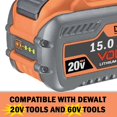thumbnail image 2 of Batería de repuesto para Dewalt DCB606 de larga duración, 60 V, 1500 mAh, 2 of 8