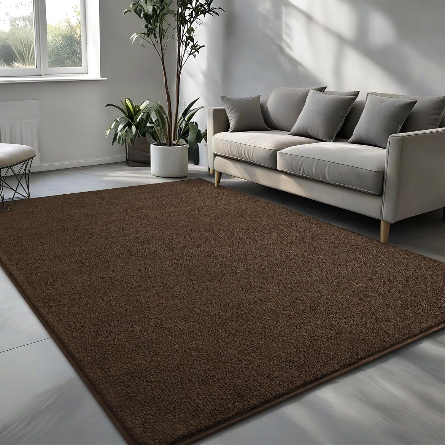 Noahas Soft Low Pile Rug Modern Area Rugs for Bedroom Living Room,Suitable for Boys Girls Teenagers and Adults with Super Soft Touch , Brown , 7' x 10'