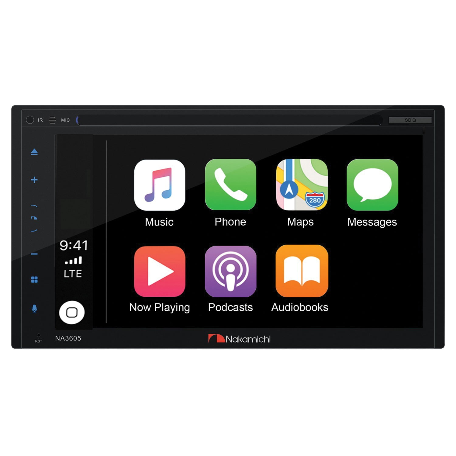 Nakamichi NM-NA3605 6.8" WVGA Double-DIN In-Dash DVD Receiver with Apple CarPlay, Android Auto, and Bluetooth