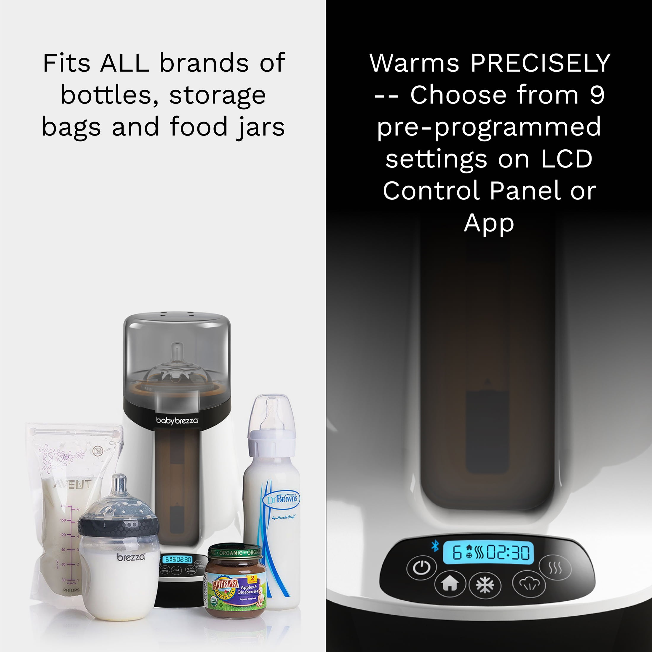 Open Box Baby Brezza Smart Baby Bottle Warmer, Breastmilk Warmer + Defroster – Free App - Different Temperatures for Breastmilk + Formula - Universal Fit for All Bottles + Milk Bags - Calentador de Biberones